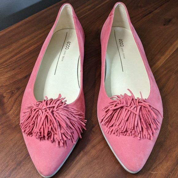 Ecco pom pom pointed toe ballet flats pink/fushia - Picture 4 of 10